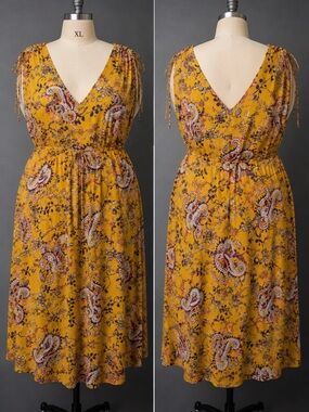 & Harmony - Paisley -V-Neck -Tie-Waist - bohemian western dress